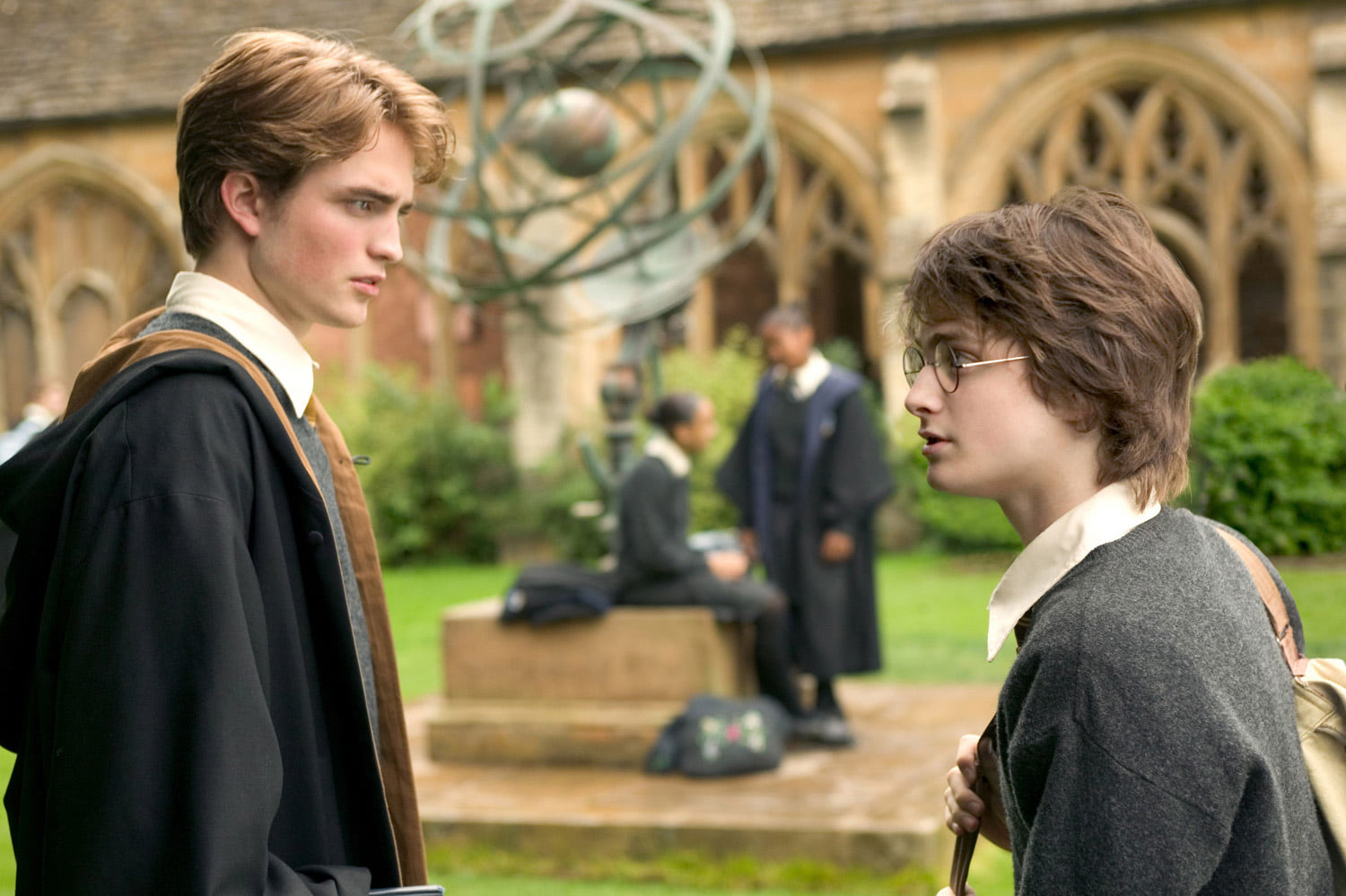 Cedric and Harry in the grounds