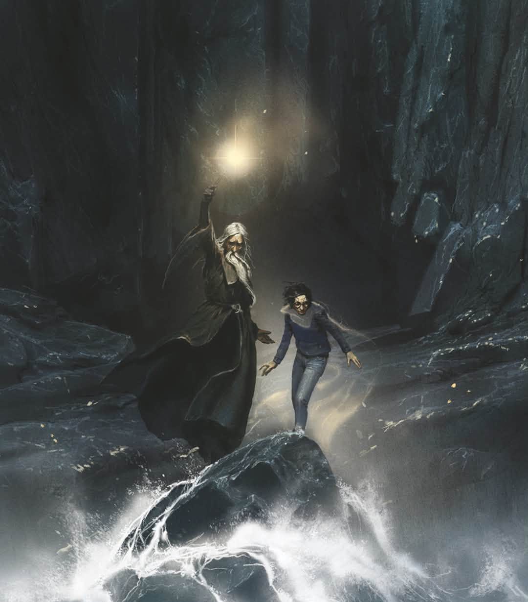 Dumbledore and Harry in the cave