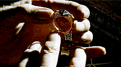Dumbledore touches Marvolo Gaunt's cursed ring.