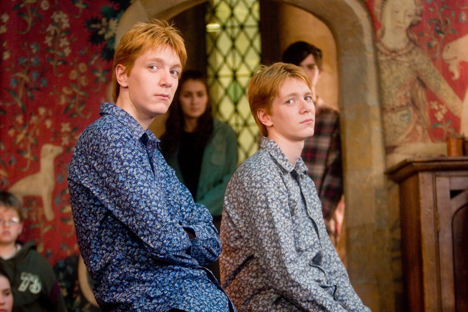 Fred and George in the Gryffindor Common Room. 