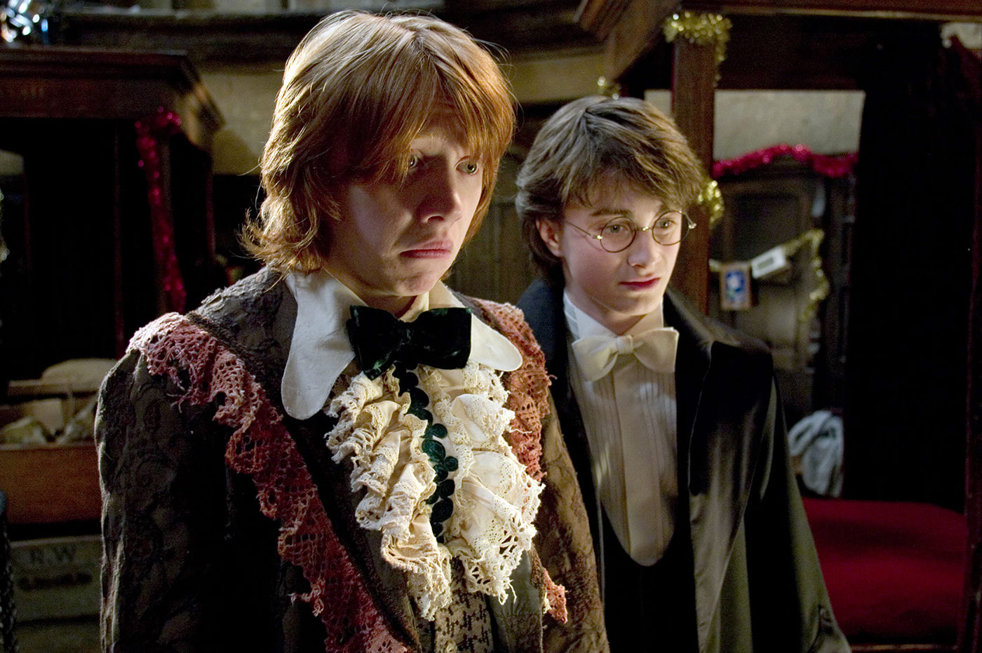 Harry and Ron preparing for the Yule Ball