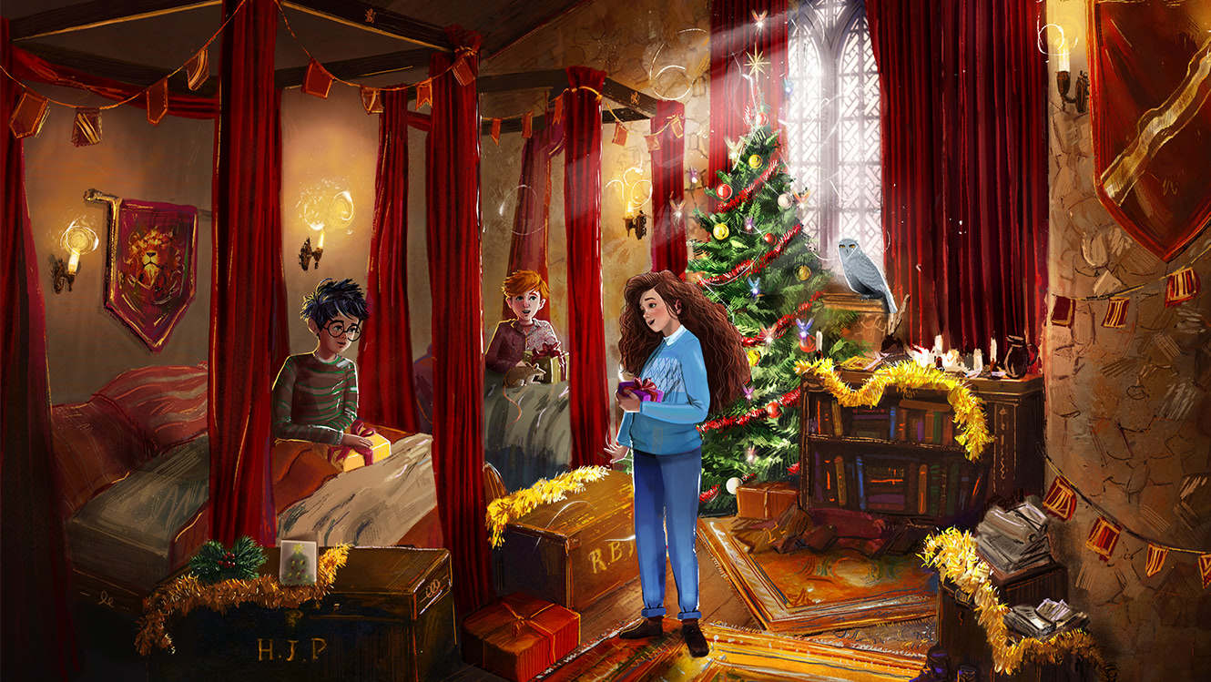 Gryffindor Boys’ Dormitory at Christmas