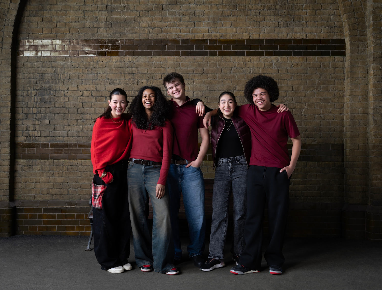Eire Farrell (Katie Bell), Asha Soetan (Angelina Johnson), Orson Matthews (Oliver Wood), Serrana Su-Ling Bliss (Alicia Spinnet) and Ethan Smith (Lee Jordan)