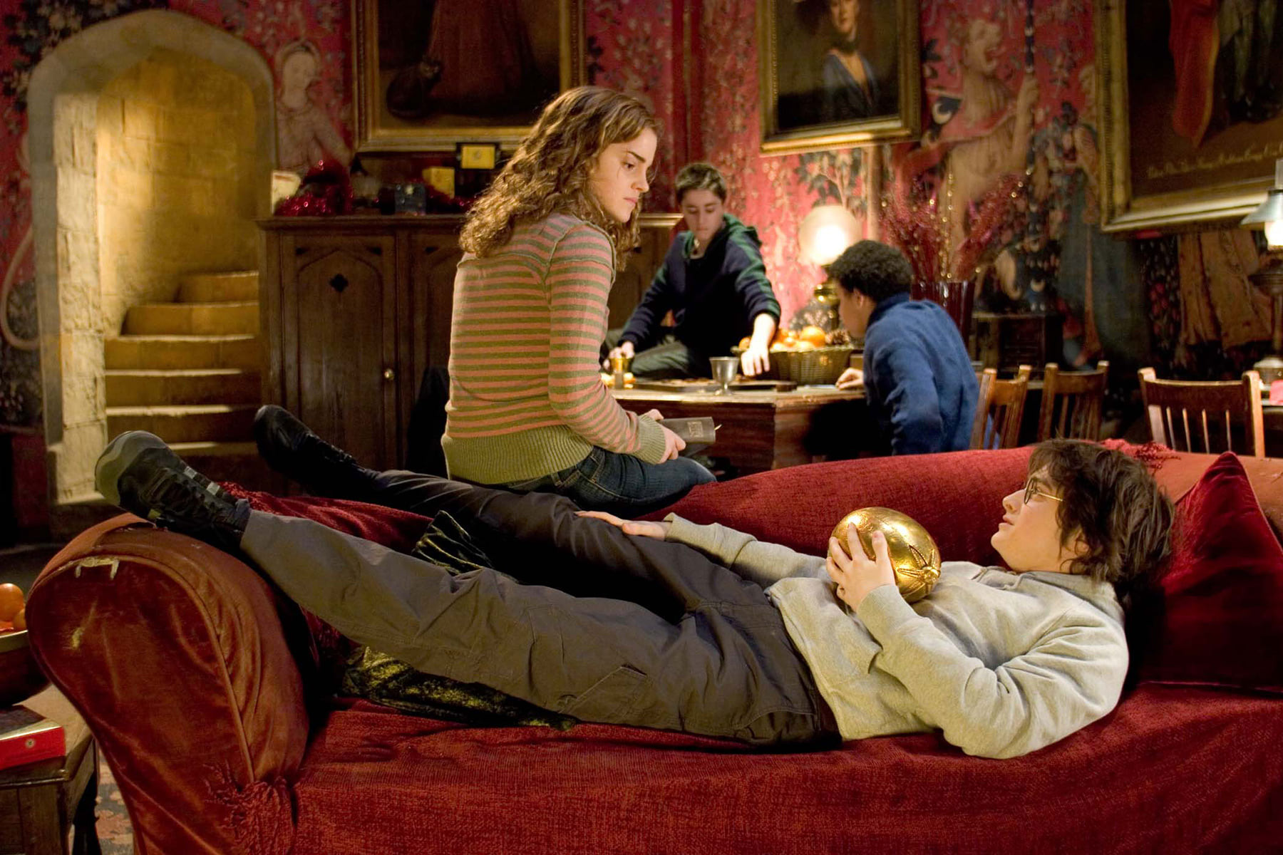 Harry and Hermione with the golden egg
