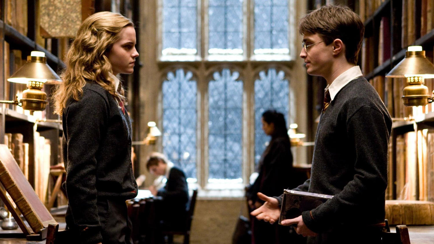 Hermione and Harry in the library