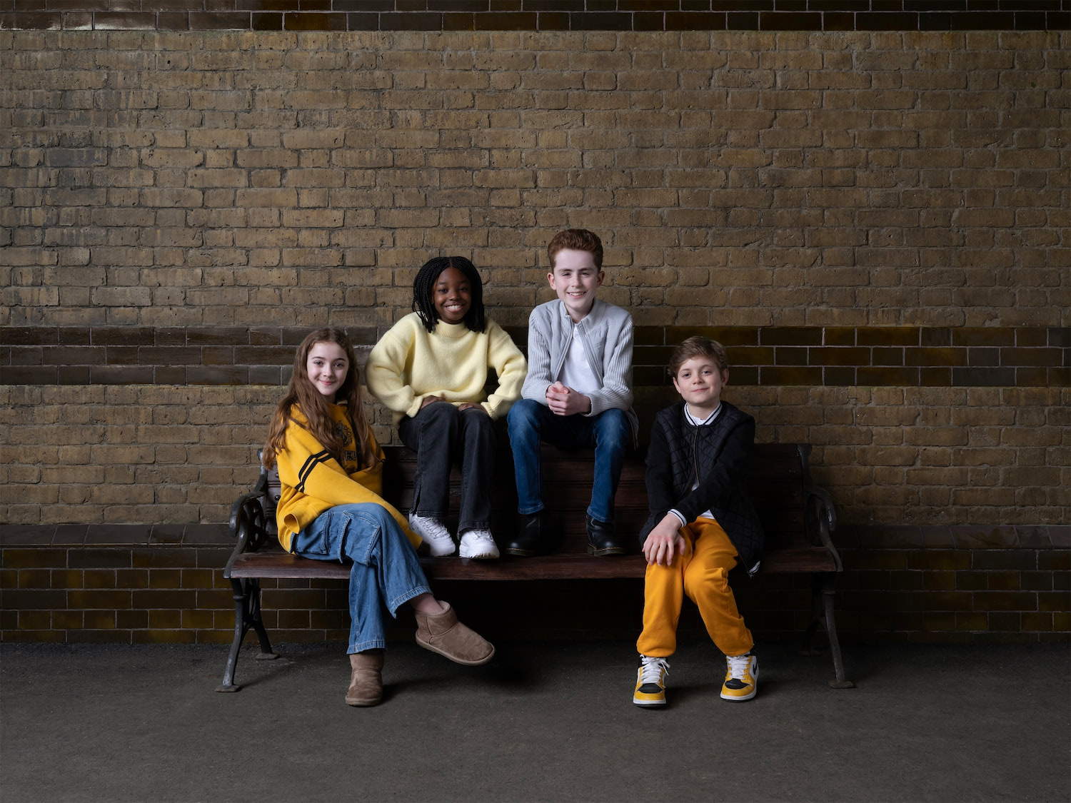 India Moon (Hannah Abbott), Jazmyn Lewin (Susan Bones), Cian Eagle-Service (Ernie Macmillan) and James Trevelyan Buckle (Justin Finch-Fletchley)