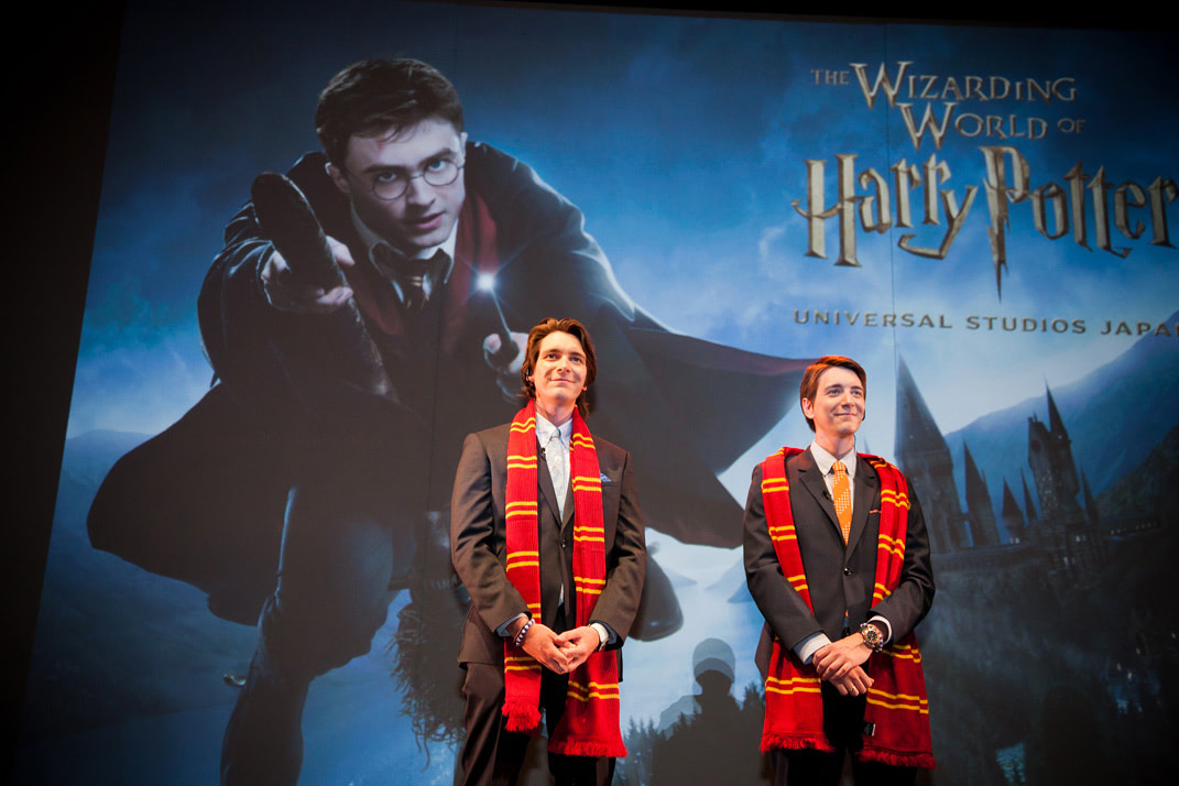 James and Oliver Phelps at the Japanese ‘Harry Potter’ theme park announcement