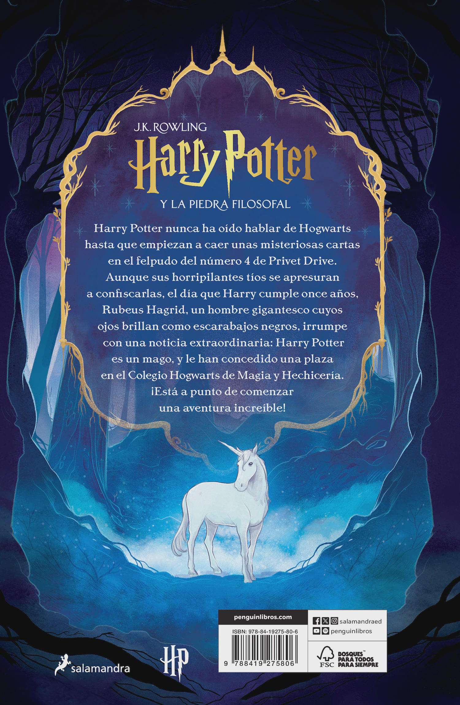 ‘Philosopher’s Stone’ Spanish illustrated edition (back cover)
