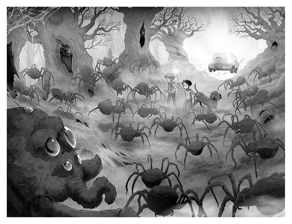 Spiders in the Forbidden Forest (Spanish illustrated edition)