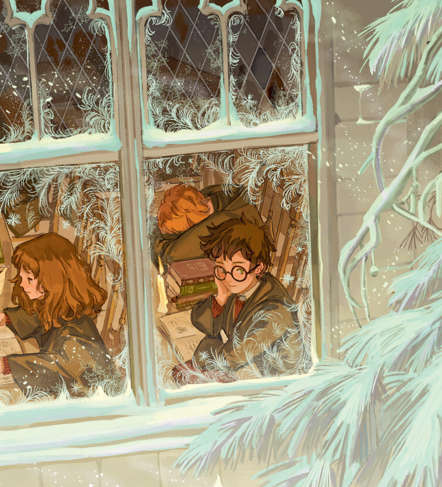 The trio at Christmas (Christmas at Hogwarts)