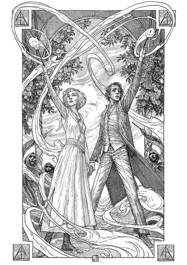 Tonks and Lupin at Bill and Fleur’s wedding (house editions)