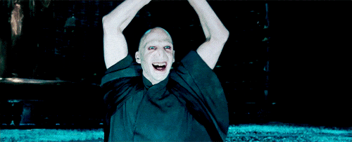 Voldemort battles Dumbledore at the Ministry